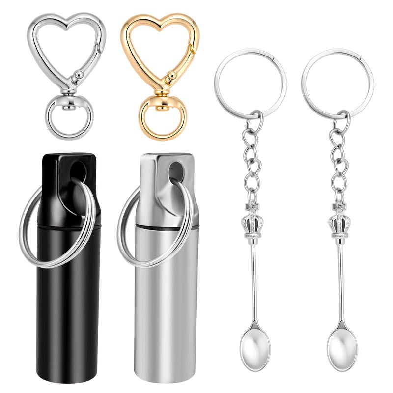 Ymcafmo 6pc Compact Keychain Pill Box, Mini Aluminum Alloy Medicine Organizer for Travel, Waterproof Metal Pill Holder for Camping and Outdoor Adventures (Black & White) - Image 1