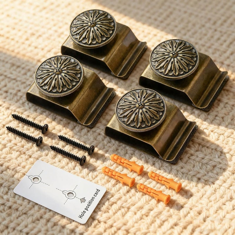 Doselves Tapestry Wall Hanging Clamps 4PCS 1.6x2.5" Quilt Hangers Metal Wall Clips for Blanket Rug and Carpet Display (BRONZE) - Image 3