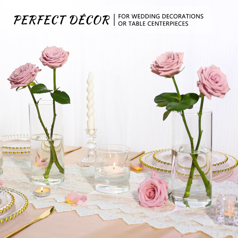 SUPMIND 7Pcs Glass Cylinder Vase for Centerpieces Clear Glass Flower Vases Bulk, Glass Hurricane Candle Holder Tall 8 Inch Floral Vases for Table, Floating Candle Vases for Wedding Home DÃ©cor - Image 2