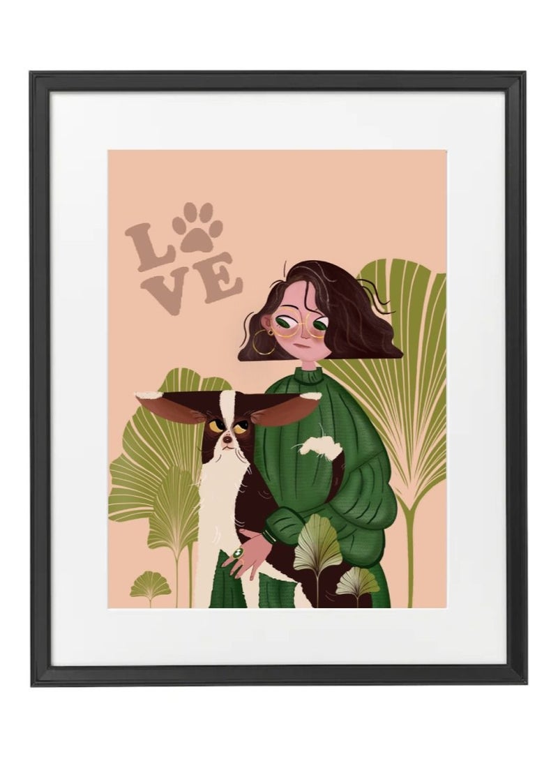 Boomah Accessories Dog Lover, Pet Lover Animal Illustration Nursery Poster with Frame