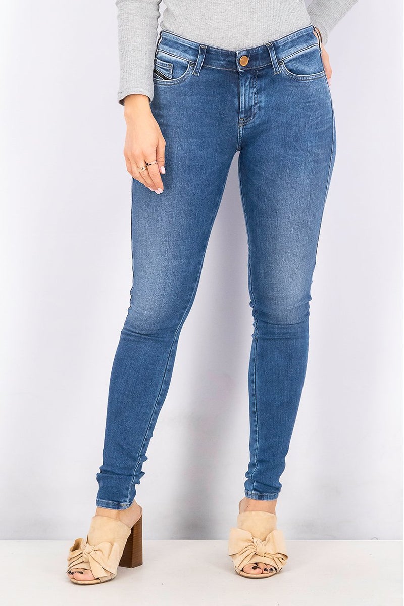 DIESEL Women High Waist Slandy Super Slim Skinny Jeans, Blue Wash - Image 1