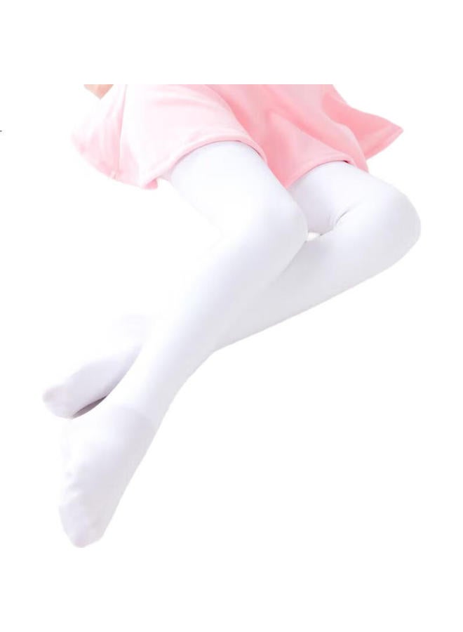 Aiwuge Children'S Fleece-Lined Socks, Autumn And Winter Thickened Dance Socks, White Dance Leggings, White, Size M - Image 1