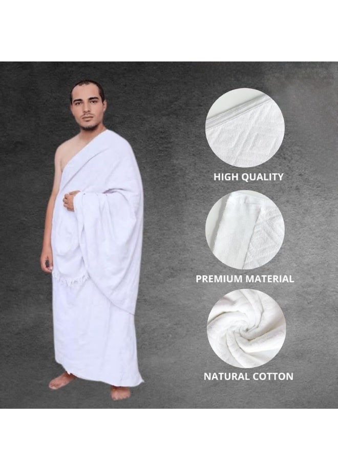 Ahram Towels for Mens - Hajj & Umrah Ihram - Ehram for Islamic Pilgrimage - Belt with Built-in Bag & Pins & Umbrella (Ahram Bag with Built-in Belt Bag & Pins) - Image 3