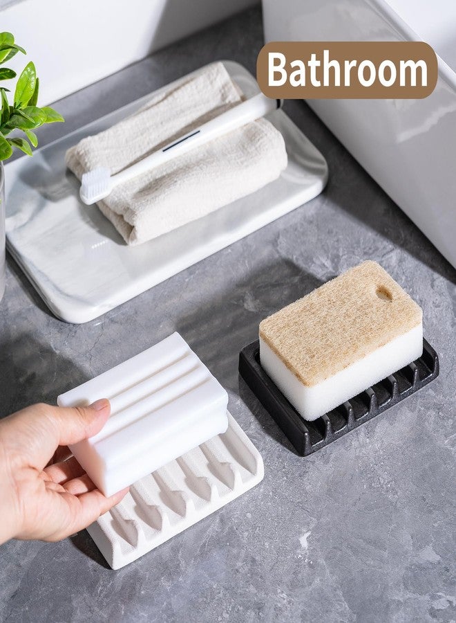 Tanew Self Draining Premium Ceramic Soap Dish, Bar Waterfall Soap Dish, Shower Soap Holder Sponge Holder Soap Tray Savers for Bathroom, Shower, Kitchen, Sink and Countertop - Image 5