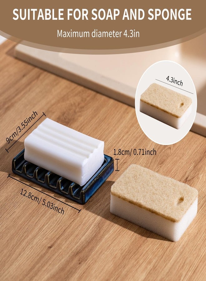 Tanew Self Draining Premium Ceramic Soap Dish, Bar Waterfall Soap Dish, Shower Soap Holder Sponge Holder Soap Tray Savers for Bathroom, Shower, Kitchen, Sink and Countertop - Image 3