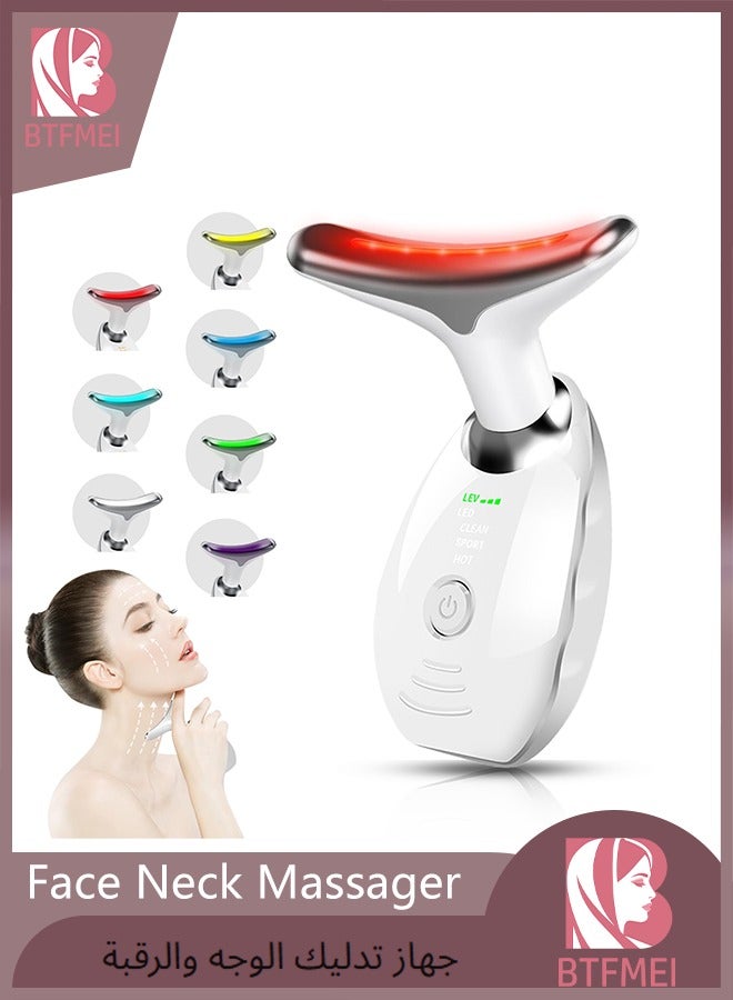BTFMEI Face Neck Massager, 7 Color Light Firming Wrinkle Removal Device for Face and Neck, Portable High Frequency Heating Massage Face Lifting, Multifunctional Facial Skin Care Tools, Facial Skin Care Massage - Image 1