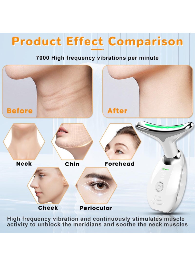 BTFMEI Face Neck Massager, 7 Color Light Firming Wrinkle Removal Device for Face and Neck, Portable High Frequency Heating Massage Face Lifting, Multifunctional Facial Skin Care Tools, Facial Skin Care Massage - Image 4