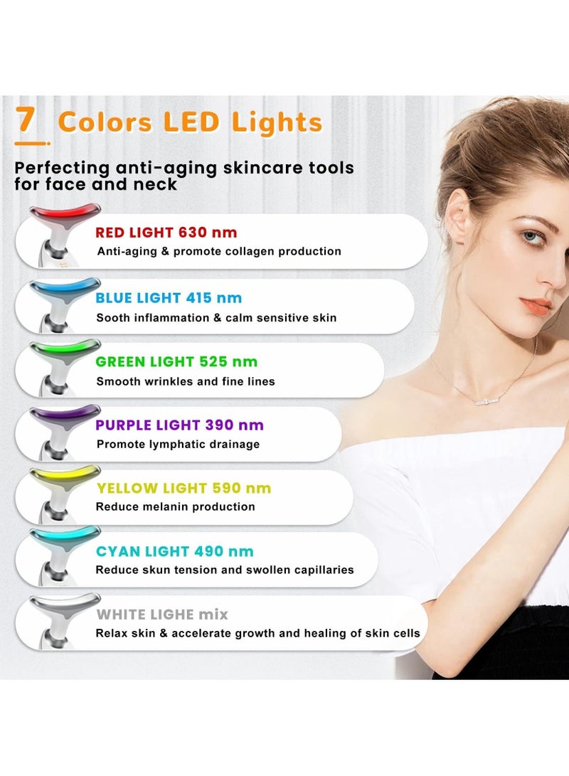 BTFMEI Face Neck Massager, 7 Color Light Firming Wrinkle Removal Device for Face and Neck, Portable High Frequency Heating Massage Face Lifting, Multifunctional Facial Skin Care Tools, Facial Skin Care Massage - Image 2