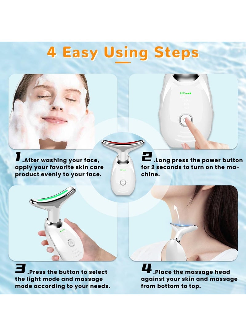 BTFMEI Face Neck Massager, 7 Color Light Firming Wrinkle Removal Device for Face and Neck, Portable High Frequency Heating Massage Face Lifting, Multifunctional Facial Skin Care Tools, Facial Skin Care Massage - Image 5