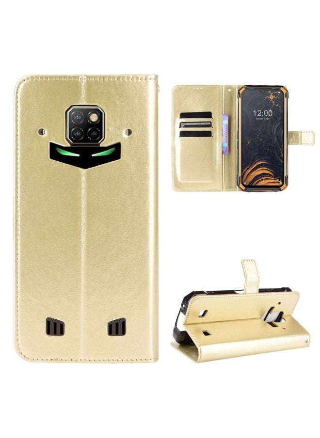 Generic Case Cover For Doogee S88 Plus / S88 Pro Crazy Horse Texture Horizontal Flip Leather Case with Holder & Card Slots & Lanyard Gold 