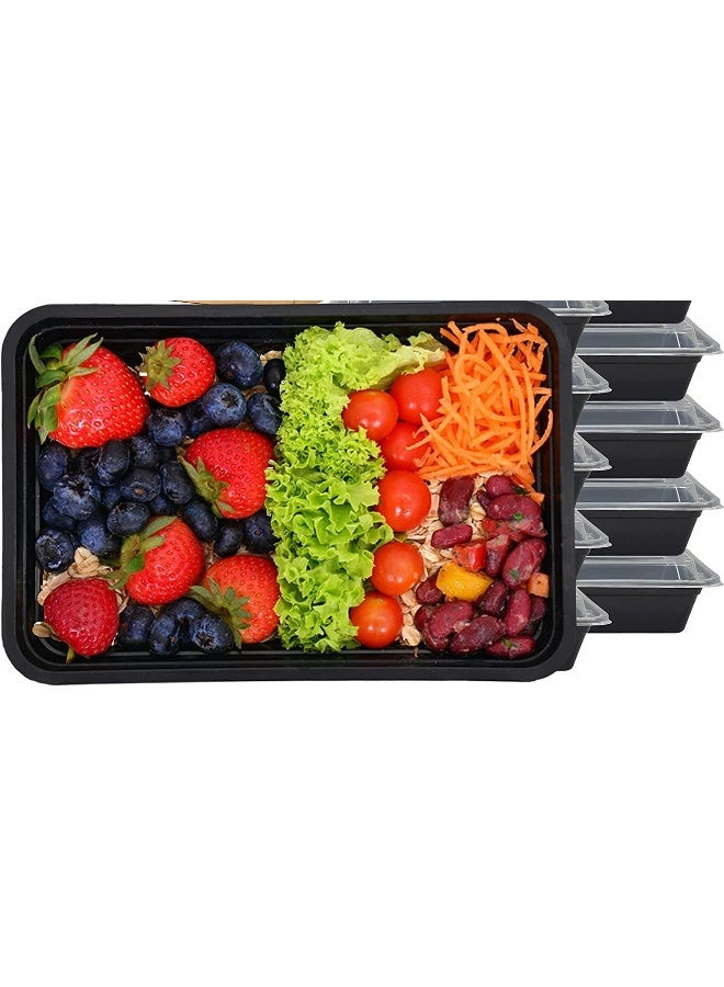 ALSAQER [20 Pack] Compartment Black Base with Lids Food Storage Container(28 oz) RE 28 | Disposable Food Container | Meal Preparation Containers | Lunch Boxes Microwave | Freezer Safe (1 - Compartment)  - Image 3