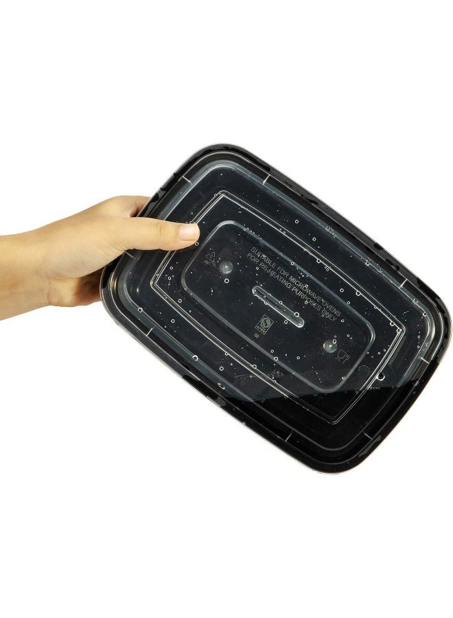 ALSAQER [20 Pack] Compartment Black Base with Lids Food Storage Container(28 oz) RE 28 | Disposable Food Container | Meal Preparation Containers | Lunch Boxes Microwave | Freezer Safe (1 - Compartment)  - Image 5