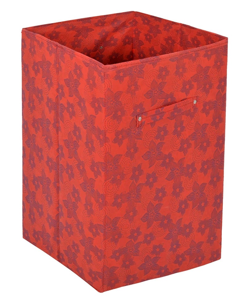 Kuber Industries Metallic Flower Printed Non-Woven Foldable Large Laundry basket/Hamper With Handles- Pack of 2 (Red)-HS43KUBMART25862 - Image 2