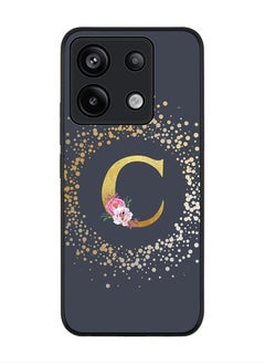 Stylizedd Rugged Black Edge Case for Xiaomi Redmi Note 13 Pro 5G, Slim Case Cover- Custom Monogram Initial Letter Floral Pattern Alphabet - C(Grey)  - Image 1