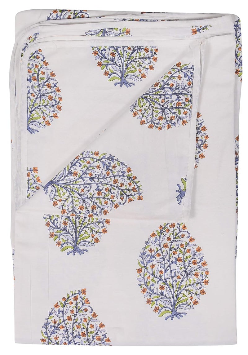 SANI Jaipur Print Handmade Pure Cotton Malmal Dohar Reversible Single 60 90 Inches Floral Paisley Multi A395 - Image 1
