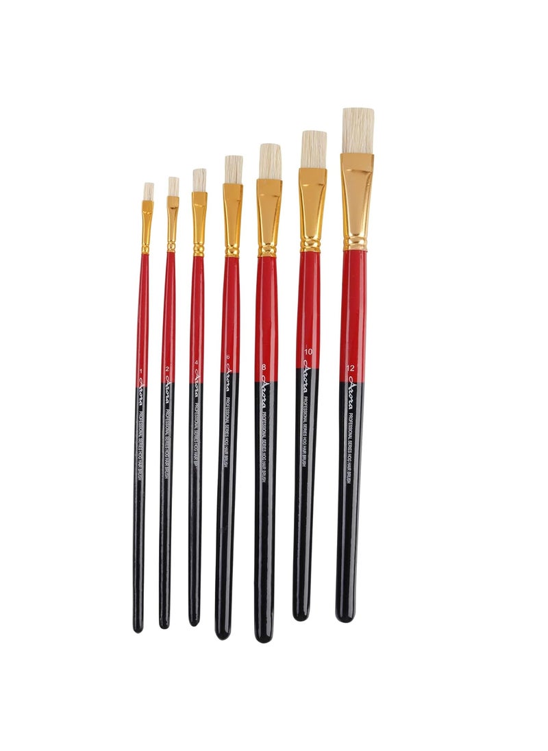 Arora Arora Hard White Flat Hair Paint Brush Set, 7 Piece Set for Oil Painting  - Image 3