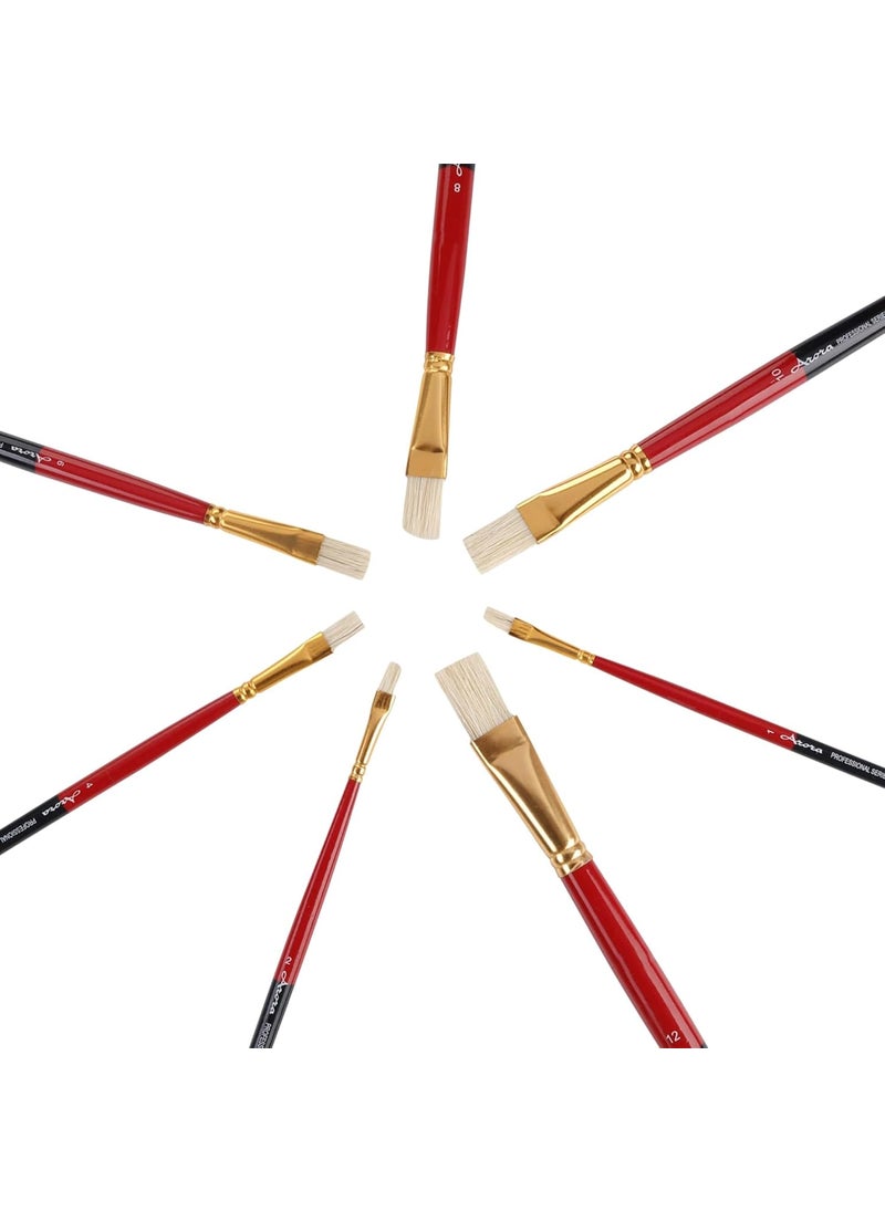 Arora Arora Hard White Flat Hair Paint Brush Set, 7 Piece Set for Oil Painting  - Image 5