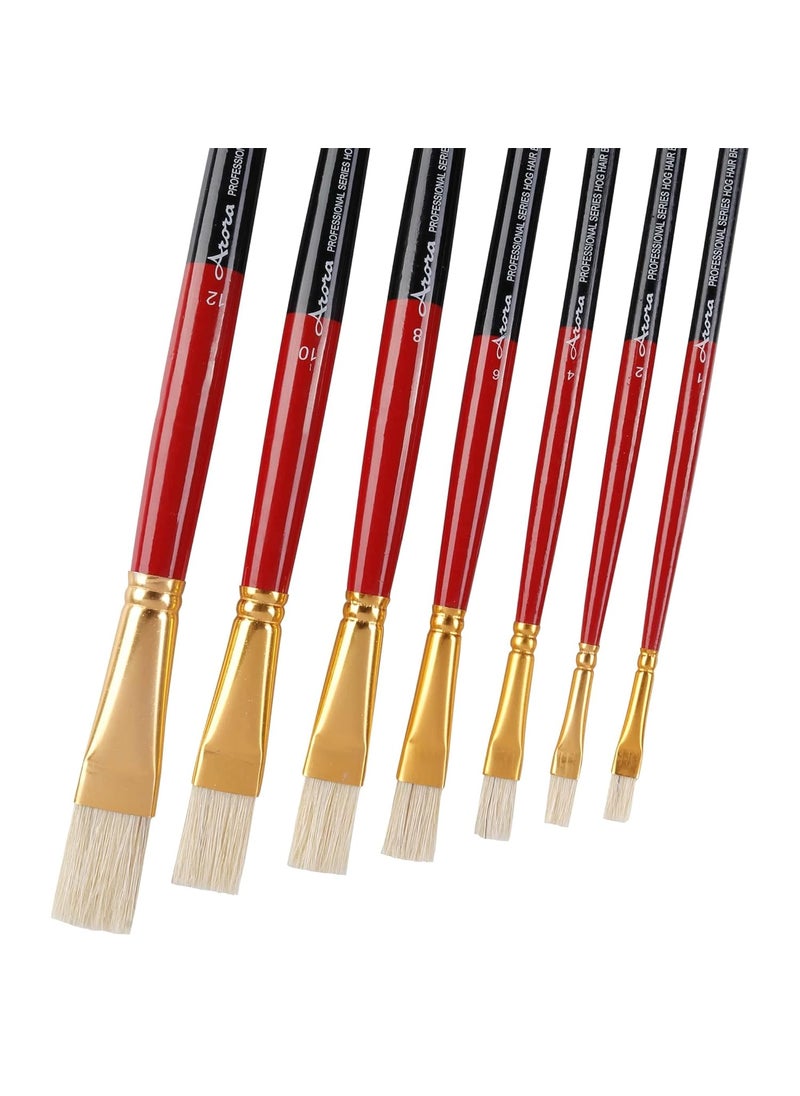 Arora Arora Hard White Flat Hair Paint Brush Set, 7 Piece Set for Oil Painting  - Image 2