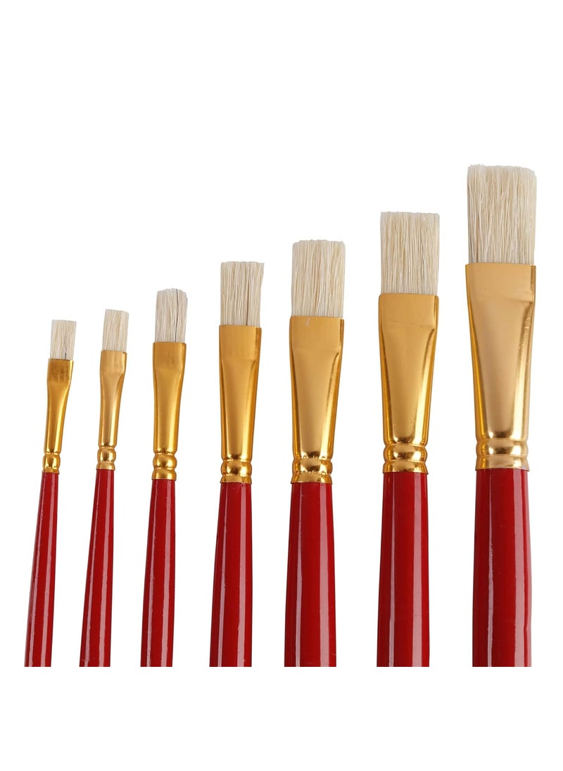 Arora Arora Hard White Flat Hair Paint Brush Set, 7 Piece Set for Oil Painting  - Image 4