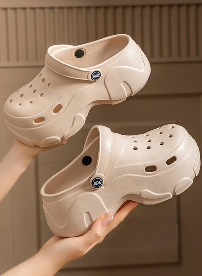 Take Two Beige Platform Comfort Clogs
