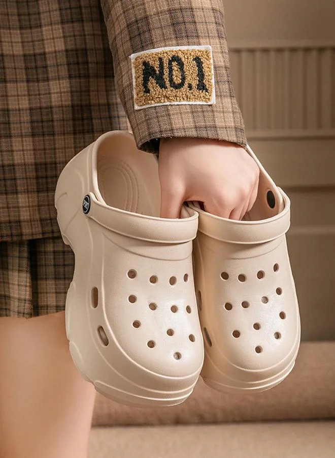 Take Two Beige Platform Comfort Clogs