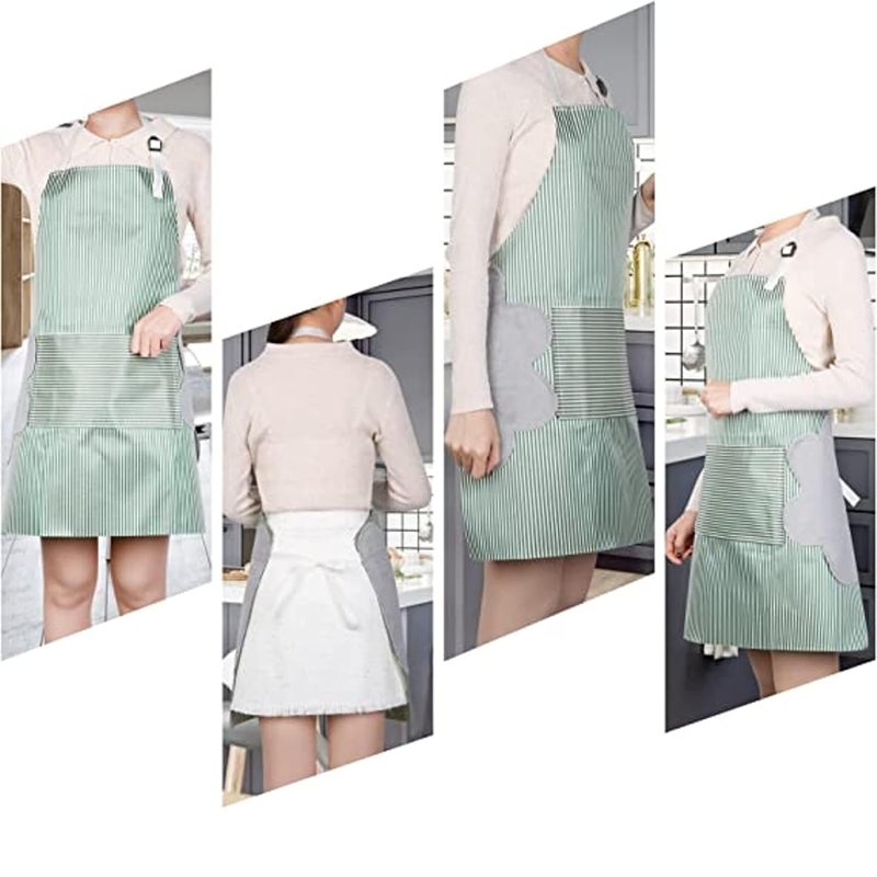 Mockery Waterproof OilProof Bib Kitchen Apron with Pocket Velvet Towels and Long Ties Adjustable Neck Strap Cooking Chef Women Men Aprons for Home Kitchen Restaurant Coffee house Brown - Image 5