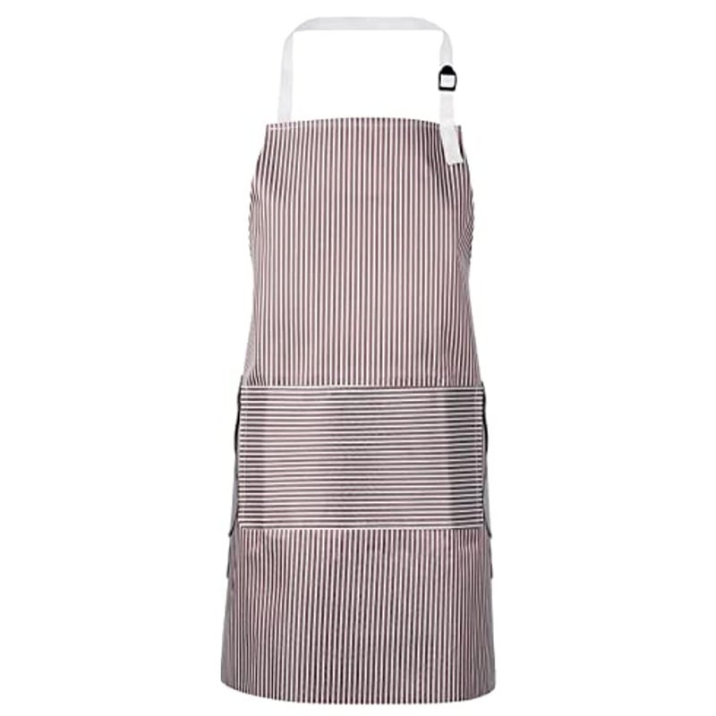 Mockery Waterproof OilProof Bib Kitchen Apron with Pocket Velvet Towels and Long Ties Adjustable Neck Strap Cooking Chef Women Men Aprons for Home Kitchen Restaurant Coffee house Brown - Image 1