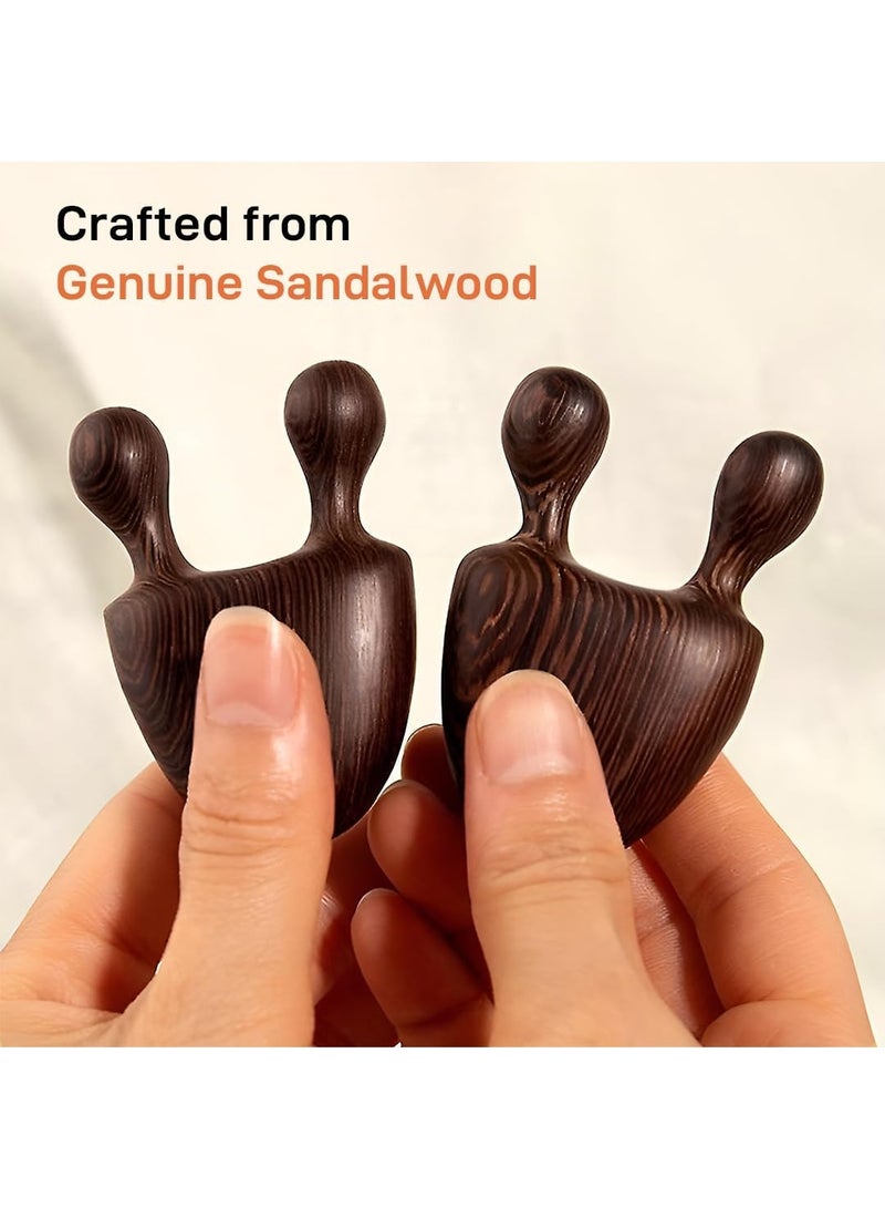Flavoma Natural Sandalwood Gua Sha Facial Tool for Self Care, Manual Massage Sticks for Face - Multifunctional Handheld Meridians Acupoint Massager Nose Eye Neck Wood Scraper - Skin Care Tools - Image 4