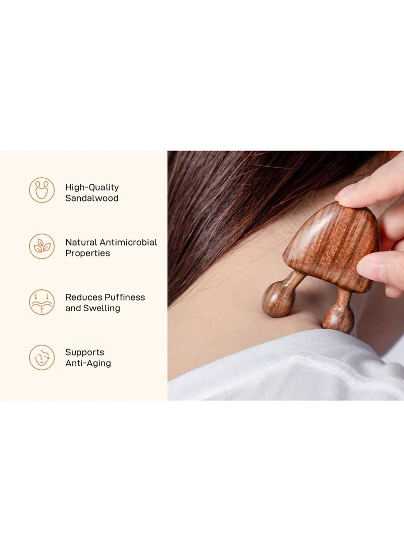 Flavoma Natural Sandalwood Gua Sha Facial Tool for Self Care, Manual Massage Sticks for Face - Multifunctional Handheld Meridians Acupoint Massager Nose Eye Neck Wood Scraper - Skin Care Tools - Image 3