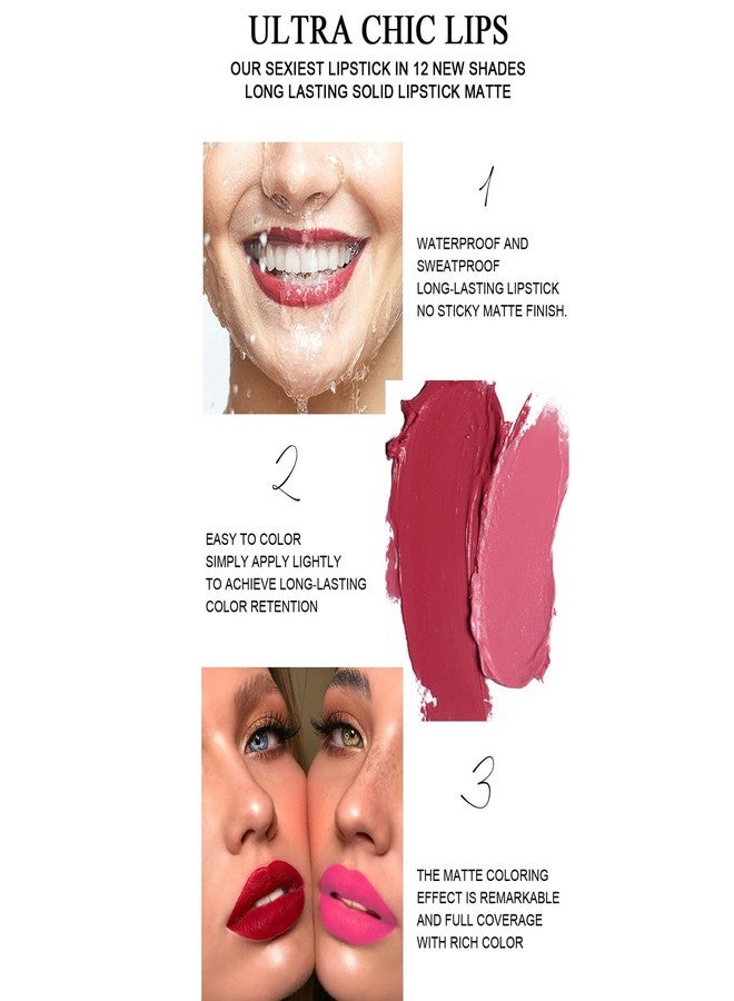 Gireatick 6pcs Matte Lipstick Makeup Set, Nude/Pink/Rose Red/Mauve/Brown Matte Lipstick Pack Sets for Women, Silky Velvet Lipstick Matte Long Lasting Smudge Proof Lipstick - Image 2