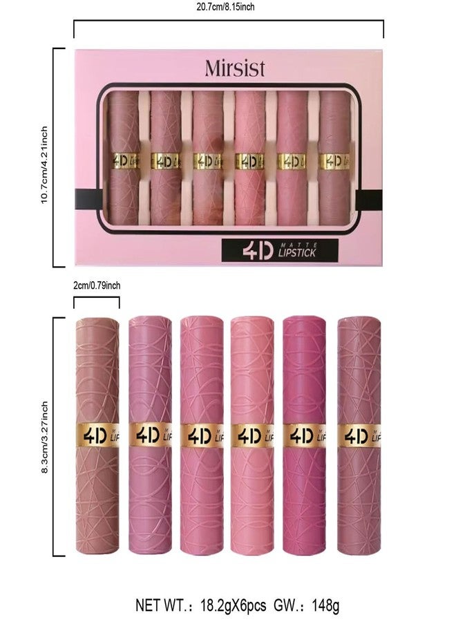 Gireatick 6pcs Matte Lipstick Makeup Set, Nude/Pink/Rose Red/Mauve/Brown Matte Lipstick Pack Sets for Women, Silky Velvet Lipstick Matte Long Lasting Smudge Proof Lipstick - Image 5