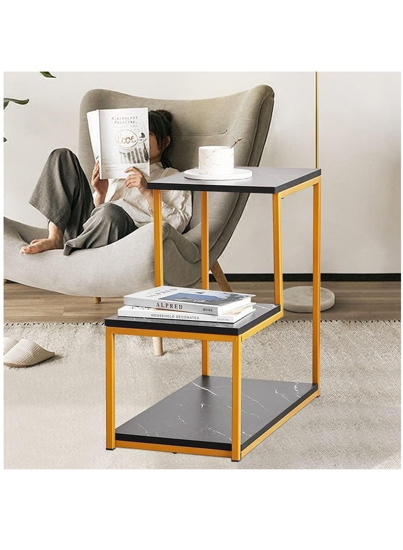 الكوتش طاولة جانبية طاولة على شكل حرف L من 3 طبقات لغرفة المعيشة طاولة القهوة لغرفة المعيشة الصغيرة - Image 2