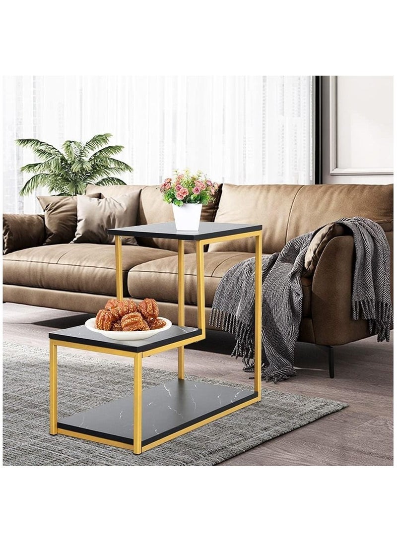 الكوتش طاولة جانبية طاولة على شكل حرف L من 3 طبقات لغرفة المعيشة طاولة القهوة لغرفة المعيشة الصغيرة - Image 3