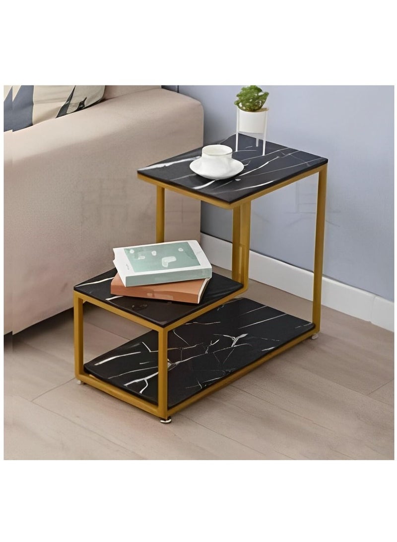 الكوتش طاولة جانبية طاولة على شكل حرف L من 3 طبقات لغرفة المعيشة طاولة القهوة لغرفة المعيشة الصغيرة - Image 1