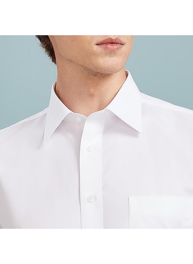 YOUNGOR Yagelor short Sleeve Shirt Men's Business Casual Cotton Polyester White 38 - Image 4