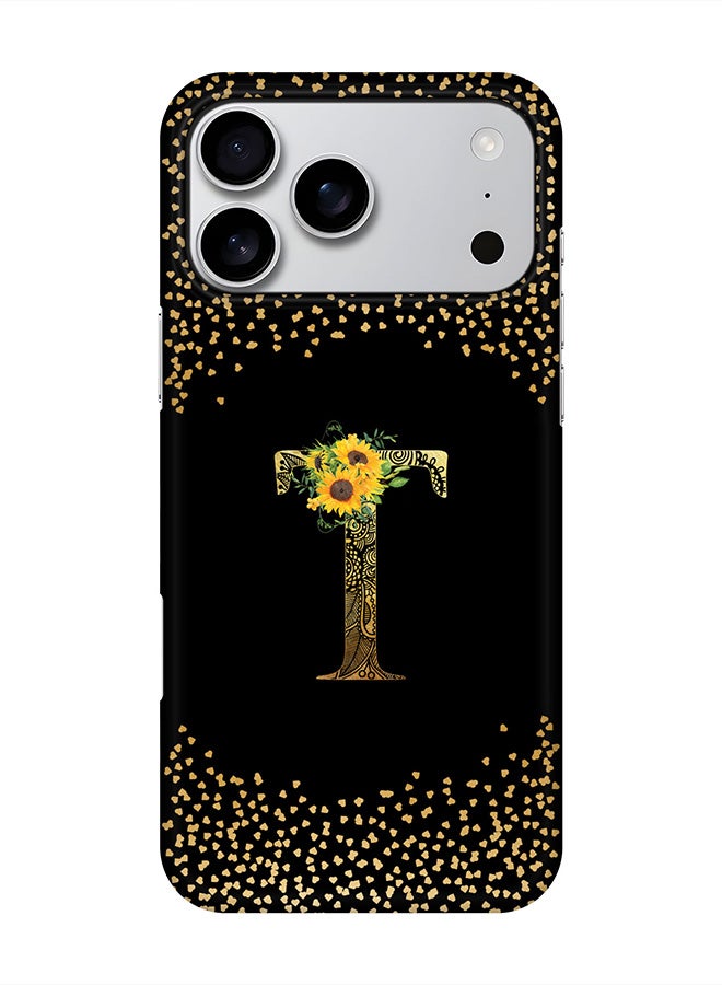 Stylizedd For iPhone 17 Pro Max,Case, [Compatible with MagSafe] Magnetic cover Slim fit Protection Matte, - Custom Floral Monogram - T ( Black )