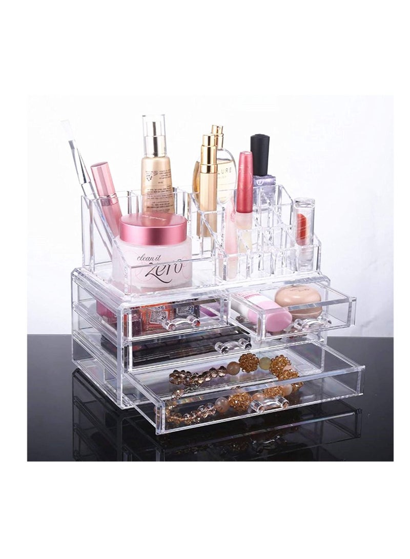 AS SEEN ON TV Acrylic Cosmetic Make Up Storage Drawers Organizer for Vanity and Bathroom Stackable Cosmetic Organizer Countertop with 4 Drawers - Image 1