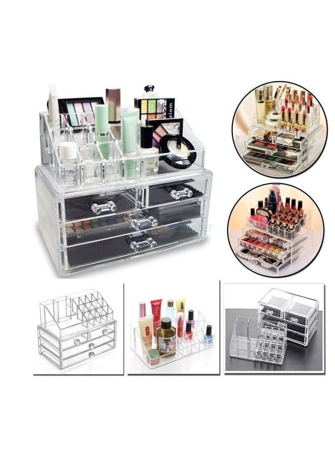 AS SEEN ON TV Acrylic Cosmetic Make Up Storage Drawers Organizer for Vanity and Bathroom Stackable Cosmetic Organizer Countertop with 4 Drawers - Image 3