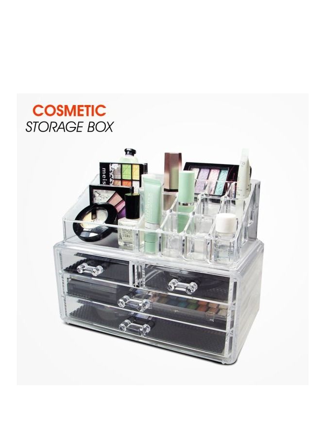 AS SEEN ON TV Acrylic Cosmetic Make Up Storage Drawers Organizer for Vanity and Bathroom Stackable Cosmetic Organizer Countertop with 4 Drawers - Image 2