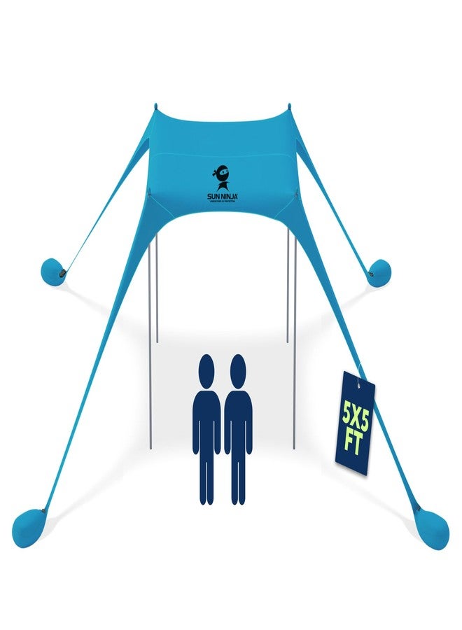 SUN NINJA Beach Tent Shelter with UPF50+ Protection, Includes Sand Shovel, Ground Pegs, Stability Poles, Outdoor Pop Up Shade Canopy for Camping, Fishing, Backyard Fun (Turquoise, 5x5 FT 4 Pole) - Image 1