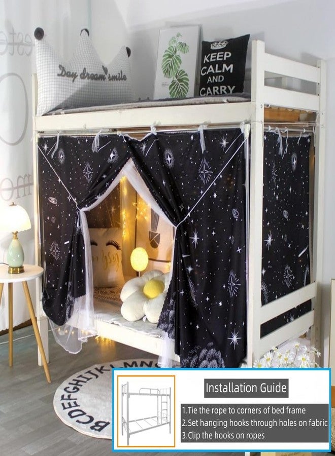 Ibluelover Bunk Bed Curtains Bottom Students Dormitory Bunk Bed Curtains Breathable Dustproof Single Sleeper Blackout Curtain Home Loft Bedding Shading Drapes Lightproof Beds Canopy Tent - Image 3