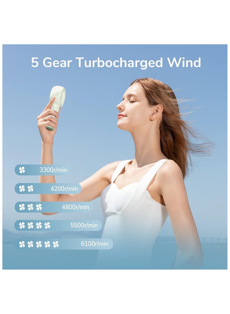 JISULIFE Handheld Turbo Fan,16H Max Cooling Time Portable Fan, 4000mAh USB Rechargeable Personal Fan, Battery Operated Small Pocket Fan with 5 Speeds for Travel,Outdoor,Home,Office,Concerts - Image 4