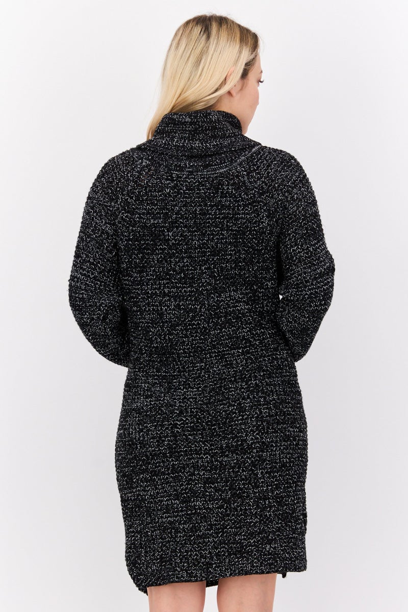 Black Tape فستان سويت شيرت صغير محبوك للنساء، مجموعة سوداء - Image 3