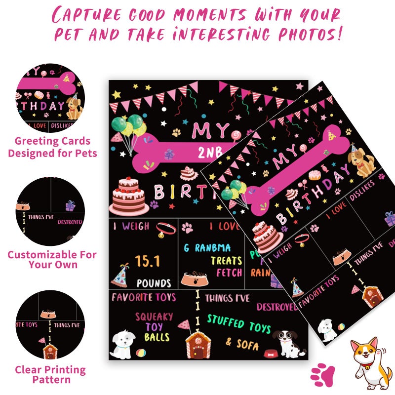 Bolake Hot-Pink Dog Birthday Party Supplies Pet Birthday Bandanas Girl Doggy Birthdays Hat Bow Tie Greeting Card Numbers Itâ€™s My Bday Mother Puppers Sign Banner for Medium Large Pets - Image 4