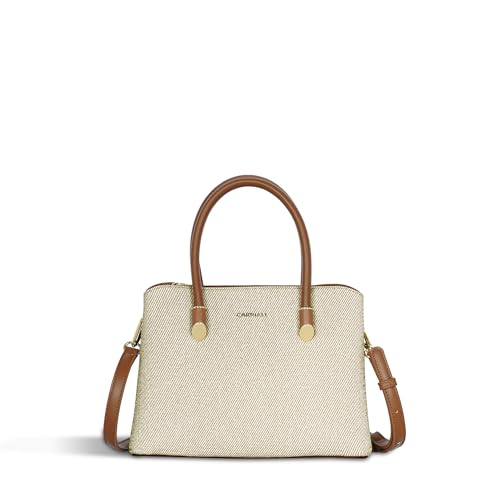 Carriall Ireen Women’s Vegan Leather Handbag | Stylish Casual/Semi-Formal handbag with detachable shoulder strap – Structured & Stylish Everyday Bag for women & girls for office, outings (Beige) - Image 1
