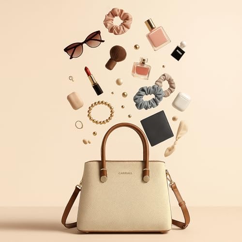 Carriall Ireen Women’s Vegan Leather Handbag | Stylish Casual/Semi-Formal handbag with detachable shoulder strap – Structured & Stylish Everyday Bag for women & girls for office, outings (Beige) - Image 3