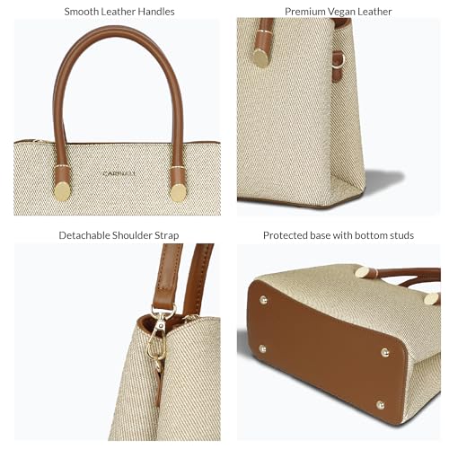 Carriall Ireen Women’s Vegan Leather Handbag | Stylish Casual/Semi-Formal handbag with detachable shoulder strap – Structured & Stylish Everyday Bag for women & girls for office, outings (Beige) - Image 5