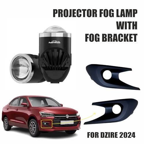 Audio Wheels 2" LED Projector Fog Lamp with Cover - 120W, Tri-Color (White/Warm/Yellow) | with Blue Tint Film | 12V/24V Fog Light for Car & Vehicle Modification | For Maruti Suzuki Dzire 2024 - Image 2