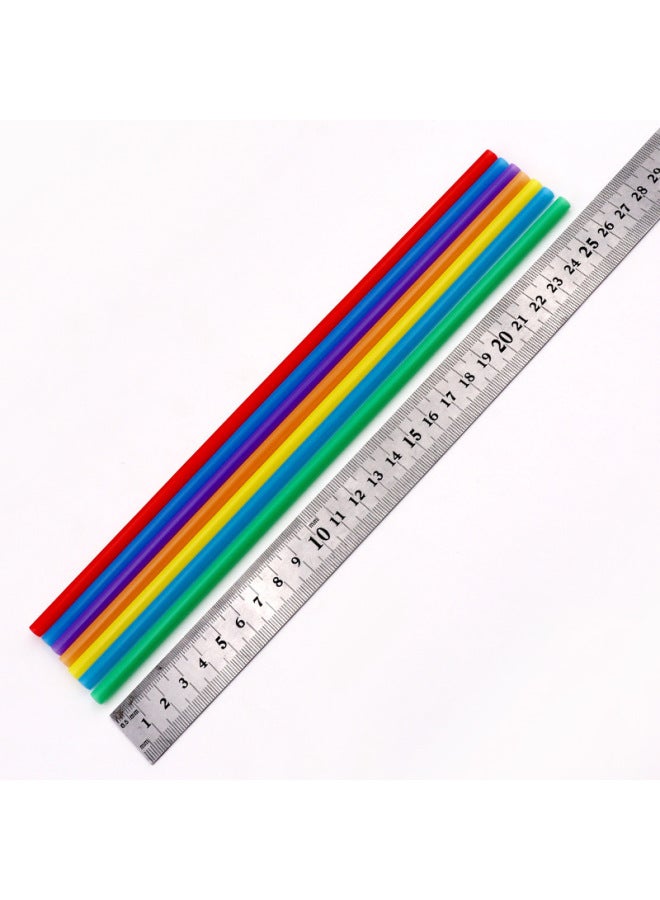 Disposable Straw Color Flat Straight Tube Beverage 6mm Children's Manual Diy Plastic Tube 100 12 Color-Color:Purple Straight Tube 100/bag-Specifications:0.6*26cm - Image 5