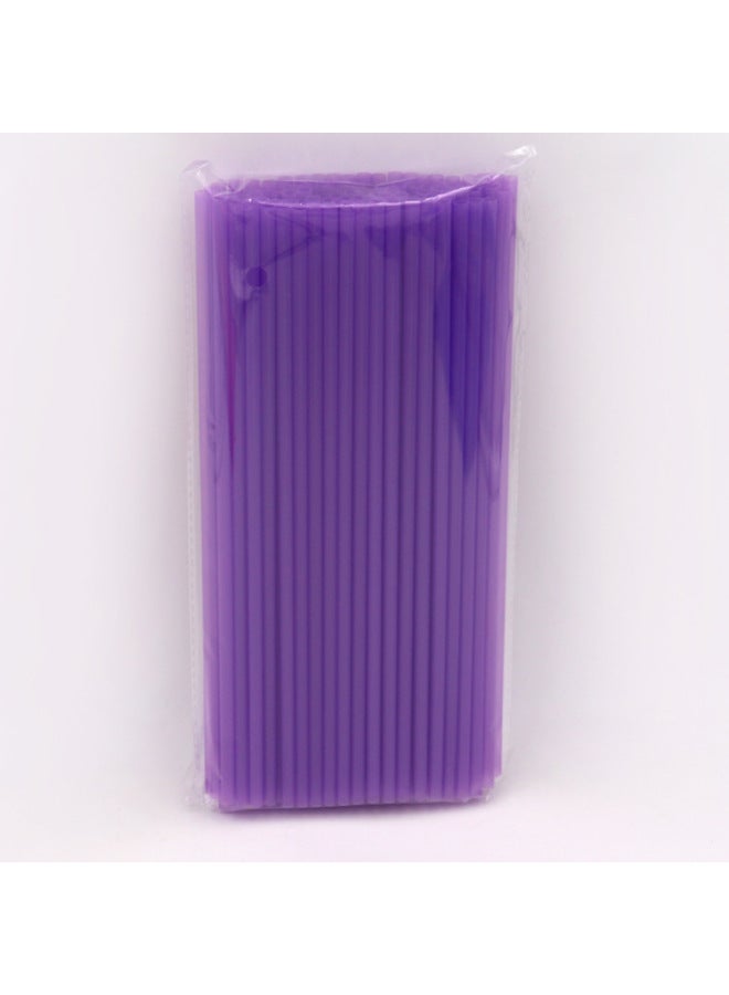 Disposable Straw Color Flat Straight Tube Beverage 6mm Children's Manual Diy Plastic Tube 100 12 Color-Color:Purple Straight Tube 100/bag-Specifications:0.6*26cm - Image 1